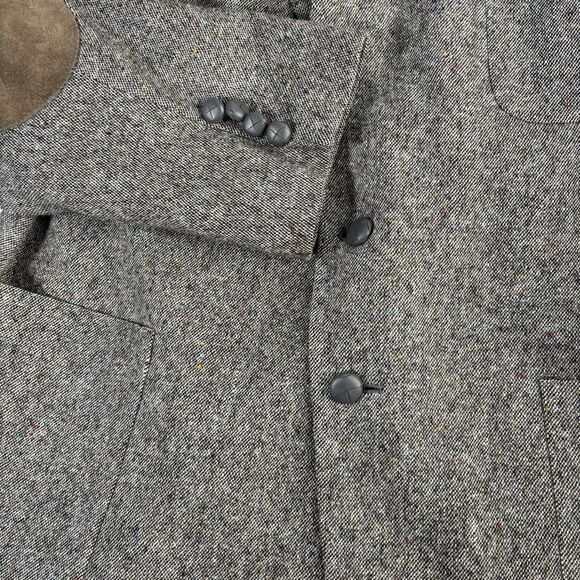 HUNT CLUB VINTAGE Virgin Wool Blazer Brown Suit Jacket Elbow Patches - Picture 2 of 12